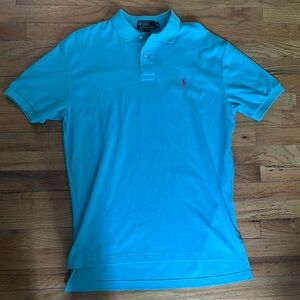 Polo by Ralph Lauren 100% Cotton Colloared Button Down T-Shirt Turquoise Size M